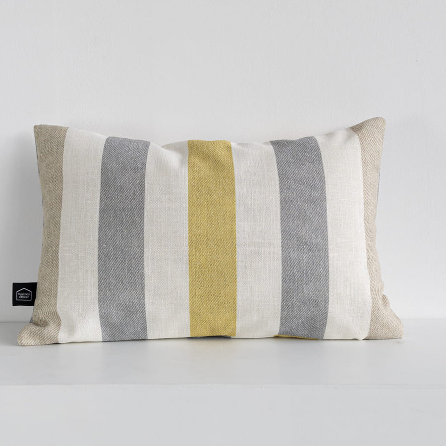 COJÍN COMBO MOSTAZA LINO GRIS 30X45 MAISON DECOR