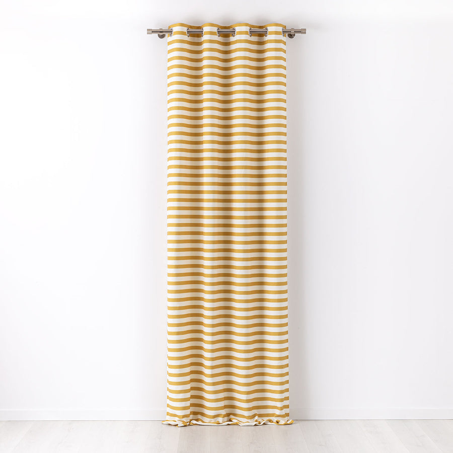 Cortina con ollaos Stripes Mostaza Maison Decor