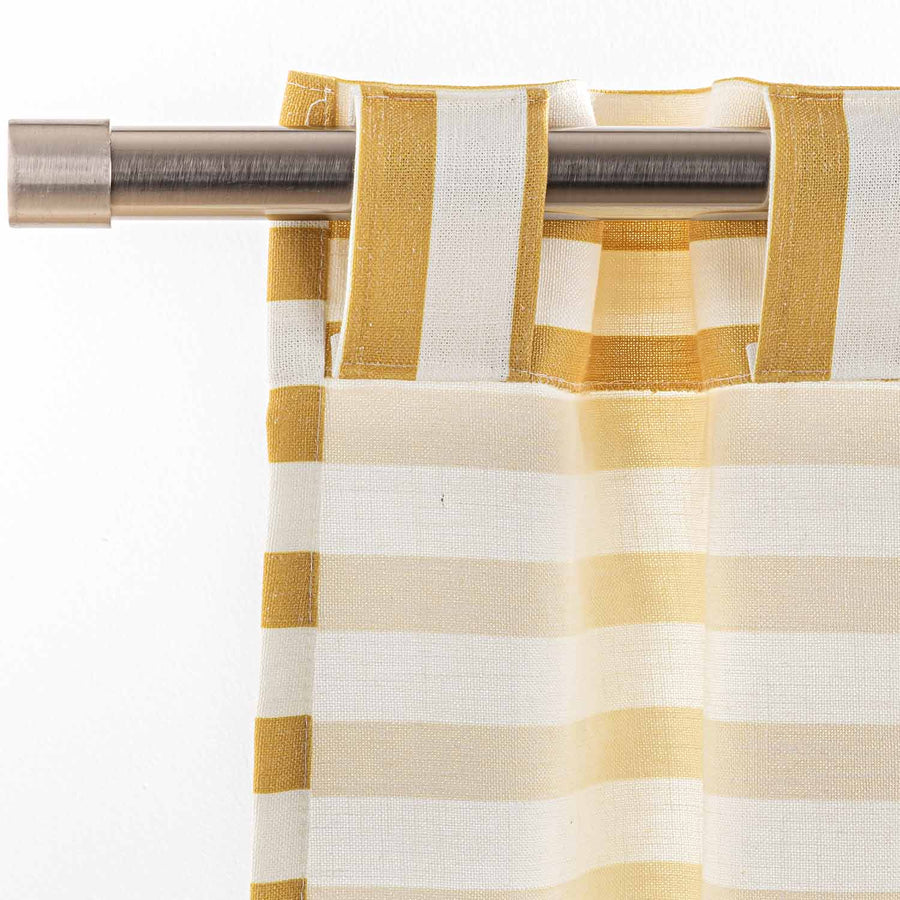 Cortina con trabilla oculta Stripes Mostaza Maison Decor